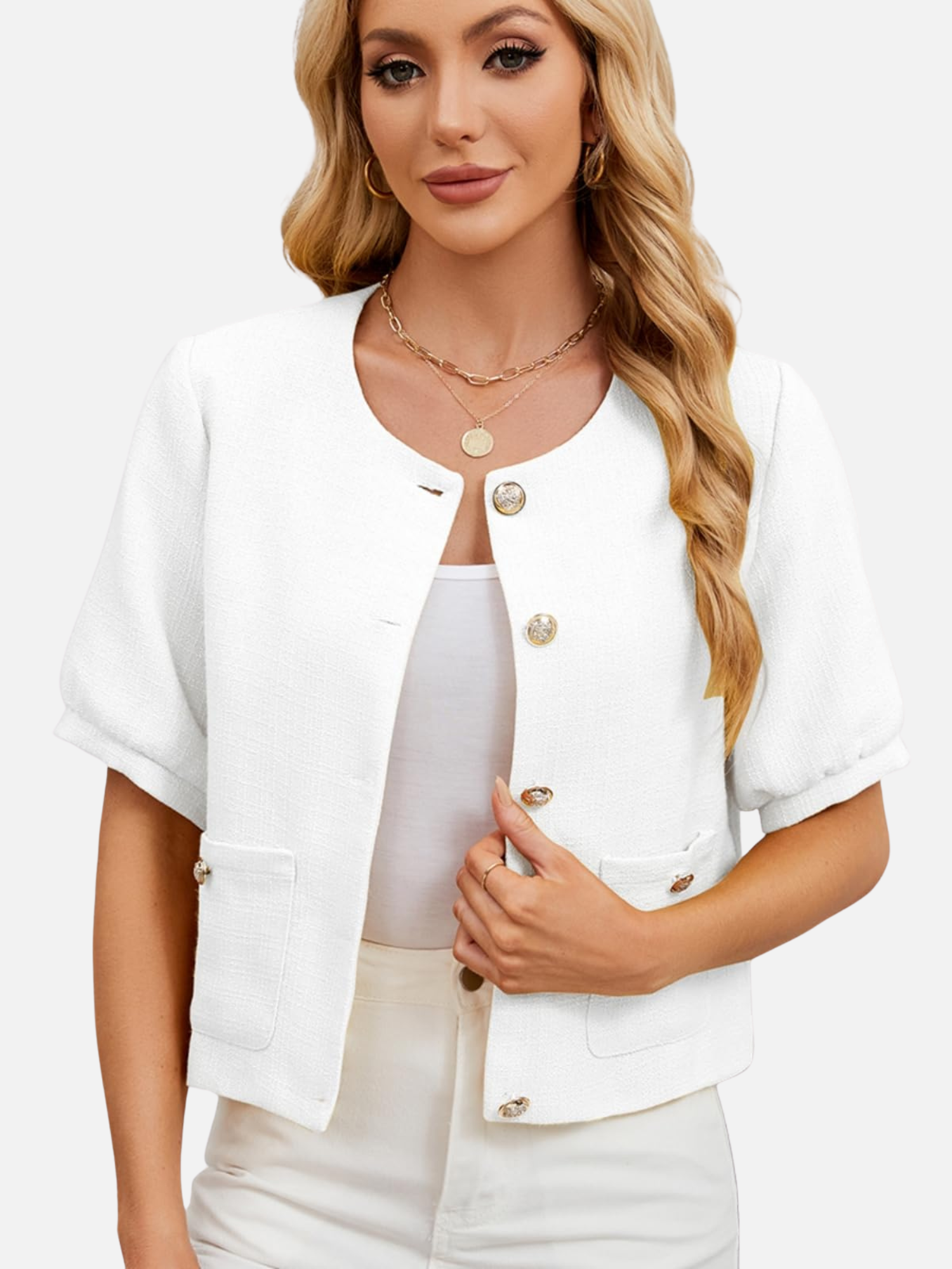 Vivian | Cropped Tweed Blazer Jacket